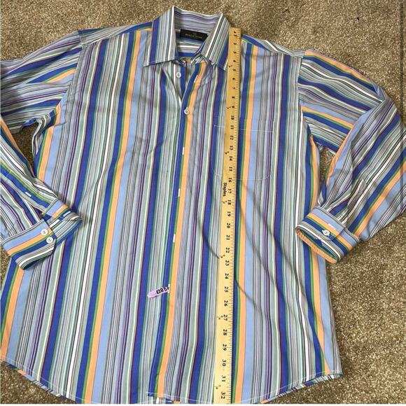 Bugatchi Men's Tailored Fit Candy Stripe Long Sleeve Point Collar Shirt SZ XL - Picture 4 of 7